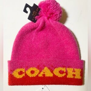 COACH Women's Color blocked Ombre Pom Pom Beanie (R$95) HAT ONLY